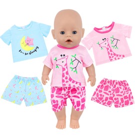 Baby Doll Clothes for 14-18 Inch Baby Dolls, 35-45 cm Pyjamas Clothing Outfits for Baby Dolls, Clothes Pyjamas with Star and Moon Pattern Giraffe Pyjamas for 43 cm Dolls, Gift for Children