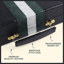 Magic Vosom Travel Small 11 Inch Backgammon Black Sets Classic Board Game with Premium Leather Case, Portable Travels Strategy Backgammon Game Set for Adults, Kids (Black, Small)
