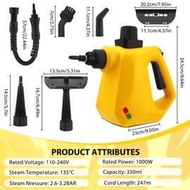 CATCHLUCK Portable Handheld Steam Cleaner, Pressurized Multi-Surface Steamer with 9 Accessories for Cleaning Floors, Windows, Cars