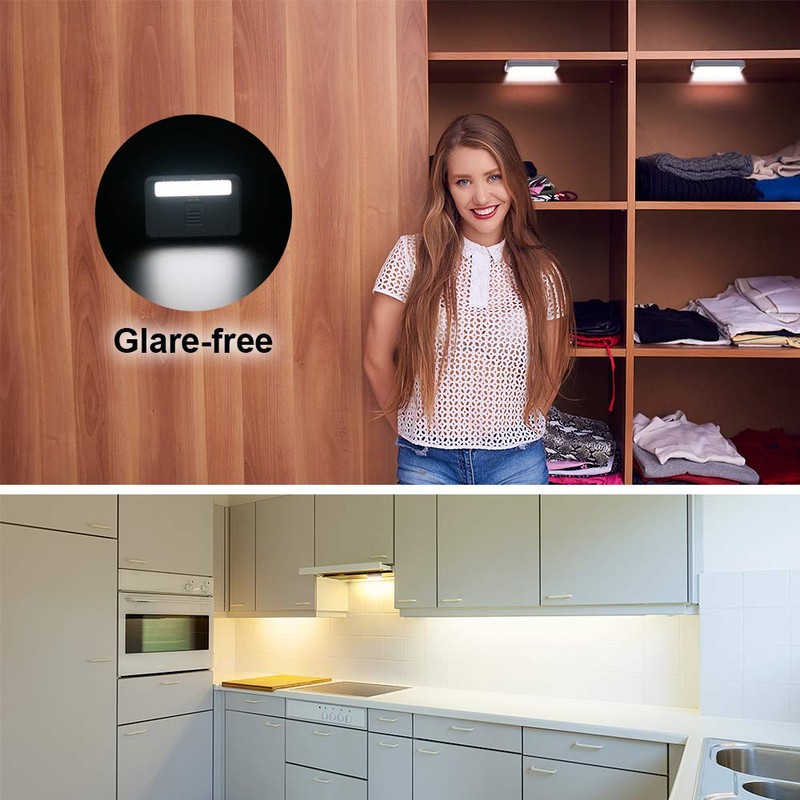 4 Pack Cordless Cabinet Lights, Door Open Activated Sensor Automatic