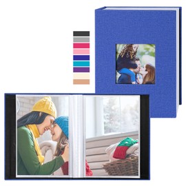 Ywlake Photo Album 4x6 50 Pockets 2 Packs, Small Mini Capacity Linen Photo Albums, Each Pack Holds 50 Top Loader Vertical Only Pictures Blue