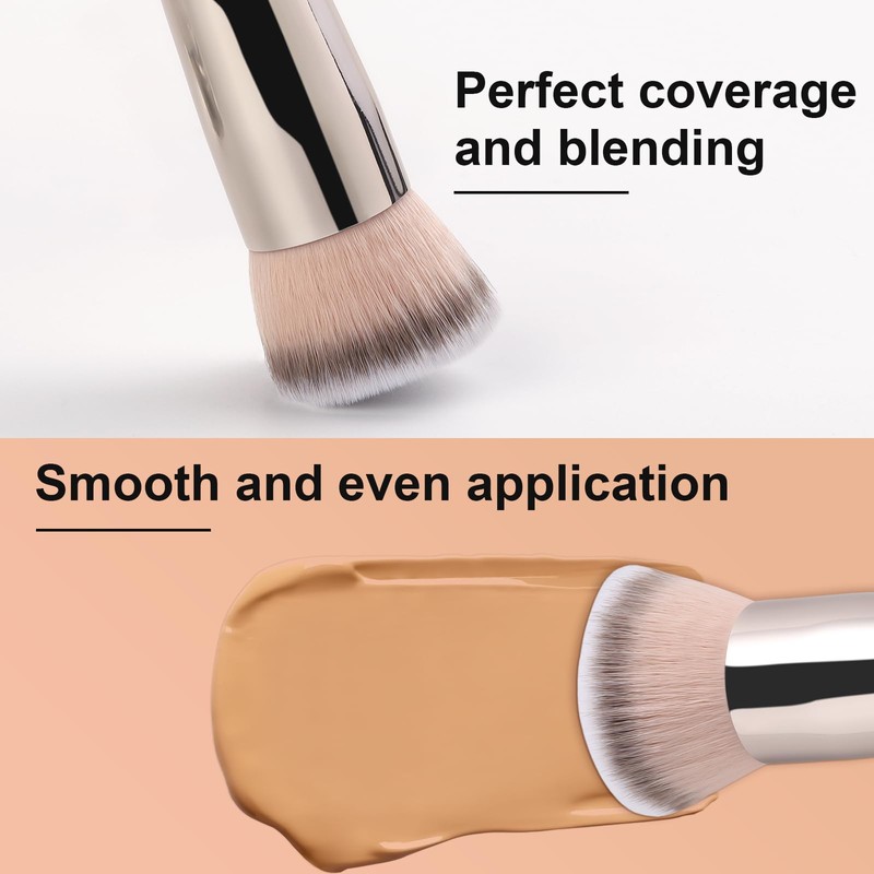 TEOYALL Kabuki Foundaiton Brush, Flat Top Dense Buffing Brush for