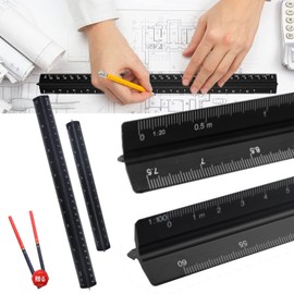 Triangular Scale Architectural Scale Drafting Scale Set of 2 Aluminum High Precision Easy Read Drafting Supplies Essential for Architects Land and House Researchers for Scale Copy 12 Scale Scales