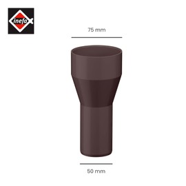 INEFA Reducer Downpipe, PVC DN75/50 Dark Brown Accessories Downpipe Plastic, Connector, Easy Plug-In Installation, Made in Germany