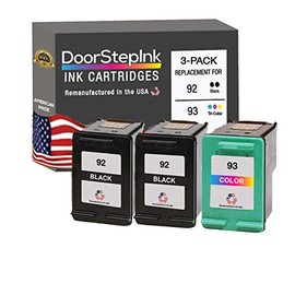 DoorStepInk Remanufactured in The USA Ink Cartridge Replacements for HP 92 & HP 93 (2 Black C9362 & 1 Tri-Color C9361) Multipack for Printers HP DeskJet 5440, 5440v, 5440xi, D4145, D4155, D4160