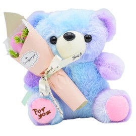 Matsuno Industry Bubble Bear Soap Flower Bouquet Plush Soap Flower Interior Present Gift (1 Wheel, Rainbow Purple)