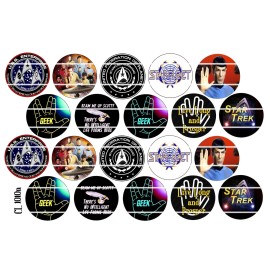 HHTDesigns Bottle Cap Images (25mm) 1" ~ Precut Classic TV Star Trek Inspired ~ USA seller - Lot of 20 images 1"