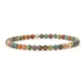 Cherry Tree Collection - Small, Medium, Large Sizes - Gemstone Beaded Bracelets For Women and Men - 4mm Round Beads (Indian Agate, Large)