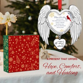 Memorial Christmas Ornament Angel Wings Memorial Ornament – Cardinal Christmas Ornament, Memorial Gifts Ornament for Loss of Loved One