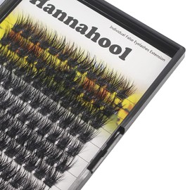 Hannahool Large Pack Wide Stem Cluster Eyelashes D Curl 10-20mm Available Handmade D Curl Wide Stem Individual False Eyelashes 5D Volume DIY Eye Lashes Extensions Beauty Tools (10mm)