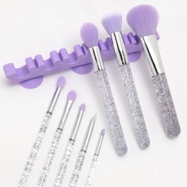 MODA Sparkle and Store Full Face 9pc Gift Kit – Vibrant Purple Makeup Brush Set for Face & Eyes with Included Brush Holder – Vegan, Cruelty-Free
