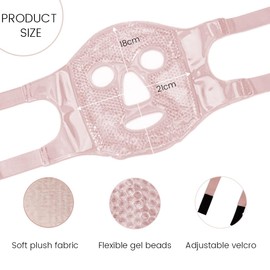 KOLZEMV Cooling Mask Face with Velcro Fastening, Cooling Pads, Ice Mask, Ice Eye Mask, Ice Cold Cooling Mask & Hot Compress, for Reducing Face Swelling, Dark Circles, Skin Care (Pink)