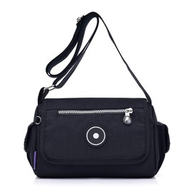 GFM® Womens Small Size Waterproof Nylon Cross Body Shoulder Bag - Travel, Holidays, Causal Day Use (EXC)(S6-Black) (NCB-6381-KL)