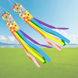 KASESSS 2 Pieces Flower Windsock, Wind Sock Colorful Hanging, Wind Socks for Flag Pole for Home Outdoor Yard Garden Balcony Porch Patio Tent Caravan Party Festival Celebration Decor