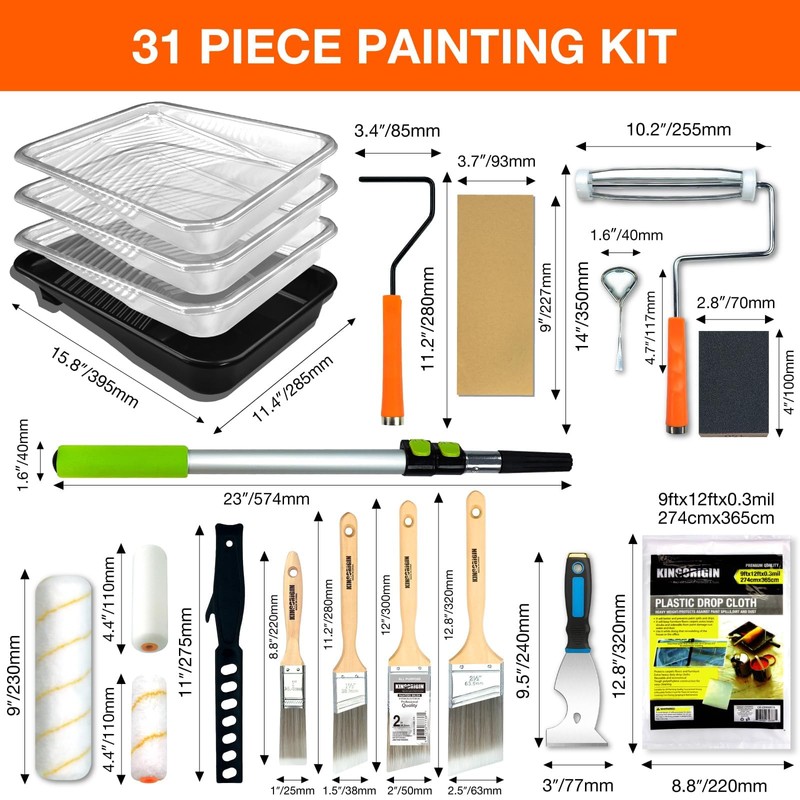 King Origin 31 Piece Paint Roller Kit, 9" & 4"