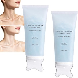 Crema hidratante con péptidos PDRN, crema antiedad iluminadora con Gua Sha, crema reafirmante y lifting para rostro y cuello, hidratante reafirmante y reparadora para piel sensible (2PCS)