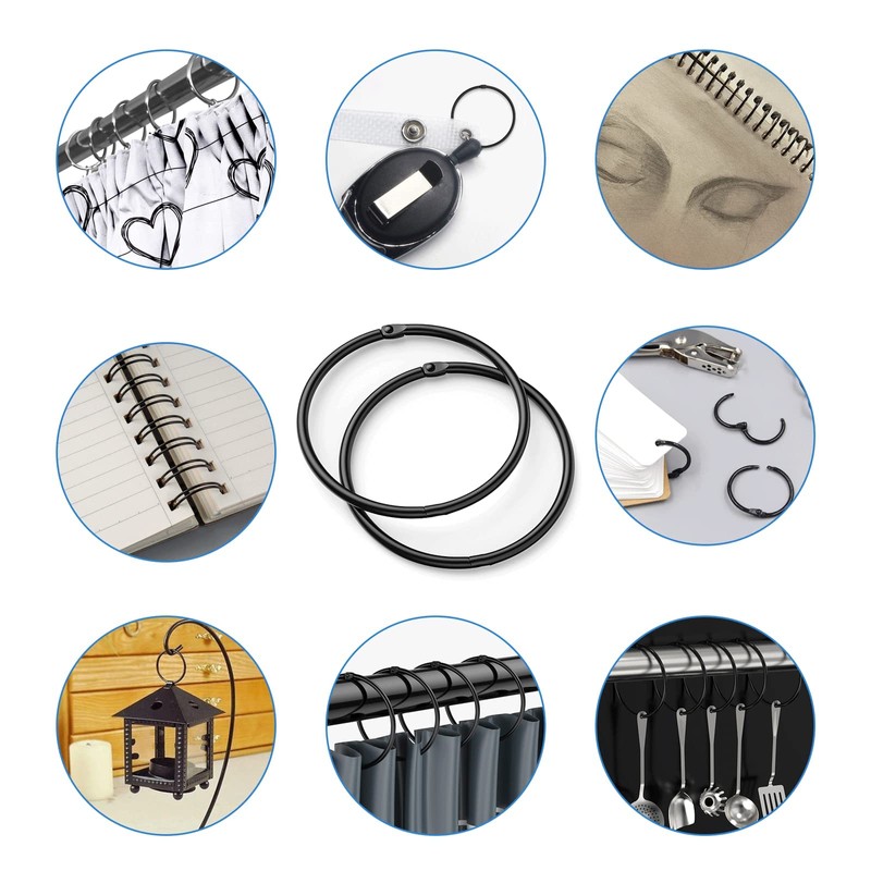 12 Pack Shower Curtain Rings,Black Rustproof Shower Curtain Hooks,Metal Round