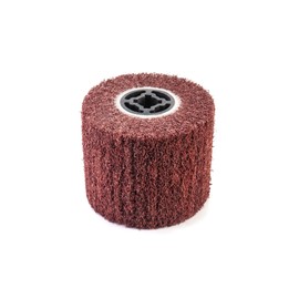 QWORK 80 Grit Non-Woven Abrasive Flap Wire Drawing Polishing Burnishing Wheel - Premium 2-Pack Ideal for Metal Surface Treatment, 120x100mm Size