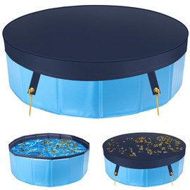 Nobleza Round Pool Cover for Dog Pool, Cover for Dog Pool, Foldable Waterproof PVC Dog Pool Cover for Dogs with 4 Pegs 80 x 10 cm
