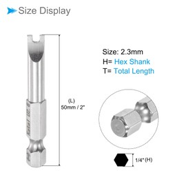 CoCud Magnetic U Type Bits, 2.6mm Head 1/4" Hex Shank 2" Length, S2 Steel 5 Point Tamper Proof U-Shaped Screwdriver Bits - (Applications: for Electric Screwdrivers), 1-Piece