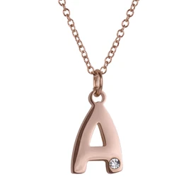 LuckyLy Set de Joyería para Mujer de Iniciales, Acero Inoxidable con Baño de Oro Rosa 18k y Zirconia Cúbica, Juego de Collar y Aretes Letras – Accesorios, Regalos para Mujer Originales y Regalos para Mamá, Modelo Yara, Letra A