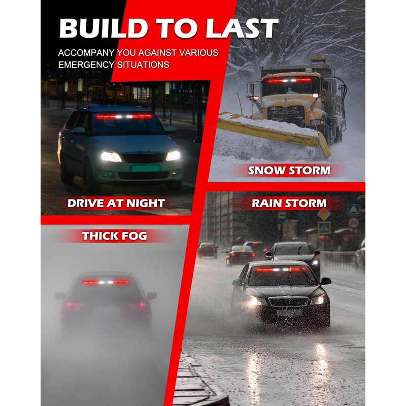 HLauto 604N Emergency Dash Strobe Lights w/Controller: 2x16.8 inch Red