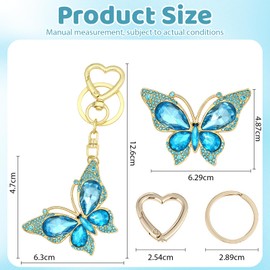 AstraGlam Key Ring with Rhinestone Butterfly Pendant, Aesthetic Bag Charm and Bag Charms for Women, Girls, Handbag, Backpack