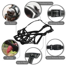 BARKLESS Dog Muzzle, Soft Basket Muzzle for Medium Large Sized Dog Labrador Golden German Shepherd Australian Shepherds, Mouth Guard for Biting Chewing Scavenging, Allow Drinking and Eating