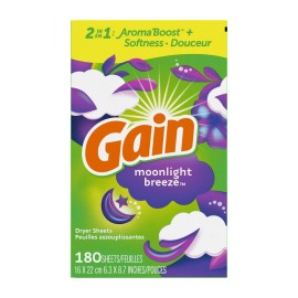 Gain Fabric Softener Dryer Sheets, Moonlight Breeze, 180 Count