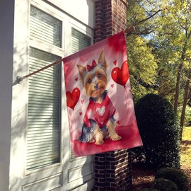 Caroline's Treasures DAC5443CHF Silky Terrier My Valentine House Flag Large Porch Sleeve Pole Decorative Outside Yard Banner Artwork Wall Hanging, Polyester, House Size, Multicolor