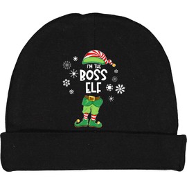 inktastic Funny Christmas I'm The Boss Elf with Shoes and Hat Baby Beanie Hat Small Black 3da72