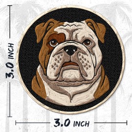 English Bulldog Patch for Clothes – Embroidered Iron on Patch for Backpack Jacket - Fabric Patches for Clothes Souvenirs & Gifts for Animal Lovers ID45095