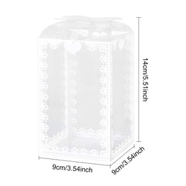 BENECREAT 24PCS 3.5x3.5x5.5 Clear Wedding Favour Boxes with Bowknot Pattern Rectangle PVC Transparent Gift Boxes for Candy Chocolate Valentine's Day, Festival Gift Wrapping