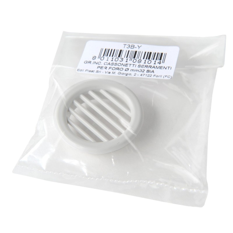 La Ventilazione T3B Round Plastic Recessed Ventilation Grille, White, 32mm