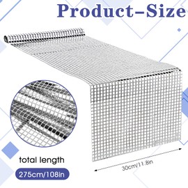 Disco Decorative Table Runner Silver 30 x 275 cm Glitter Sequins Disco Tablecloth Silver Retro 70s 80s Disco Decoration Theme Party Decoration Birthday Table Decoration Party Wedding Disco Ball