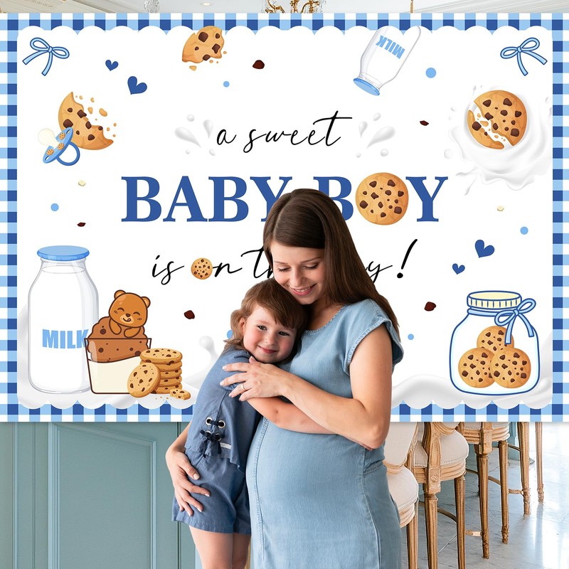 Mocsicka Cookie Baby Shower Backdrop A Sweet Baby Boy is