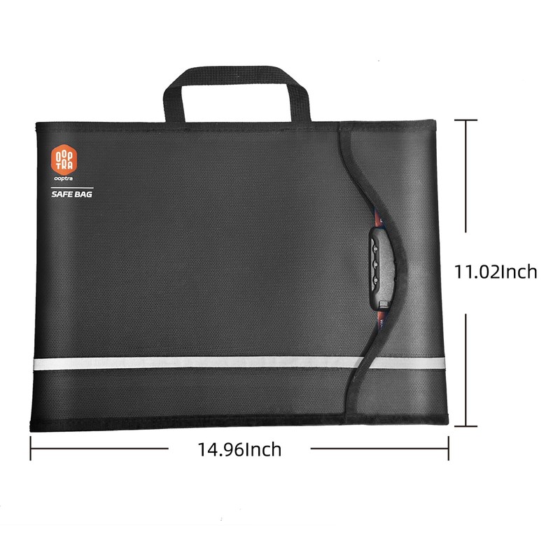 OOPTRA Fireproof Document Bag (Black) – Waterproof Zipper & Lock