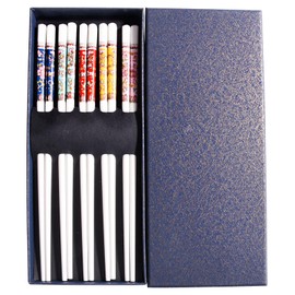 Ceramic Chopsticks 5 Pairs , 9.4" Reusable Chopsticks, Floral Patterns