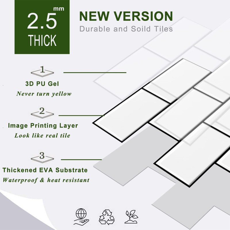 STICKGOO 10-Sheet Backsplash Peel and Stick Subway Tile, Self Adhesive