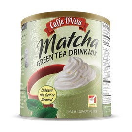 Caffe D'Vita Matcha Green Tea Drink Mix - Japanese Matcha Green Tea Powder, Gluten Free, Low Fat, No Cholesterol, No Hydrogenated Oils, No Trans Fat, Kosher-Dairy, Green Matcha Tea Powder - 2 Lb Can