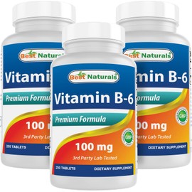 Best Naturals Vitamin B-6 100 mg 250 Tablets (Pack of 3)