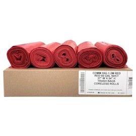Ultrasac Heavy Duty 55 Gallon Red Trash Bags - (Value 50 Pack) - 1.5 MIL equivalent Industrial Strength Plastic 37" x 54" for 50-55 Gal Cans -Fits Toter, Rubbermaid Brute, Carlislie Bronco etc.