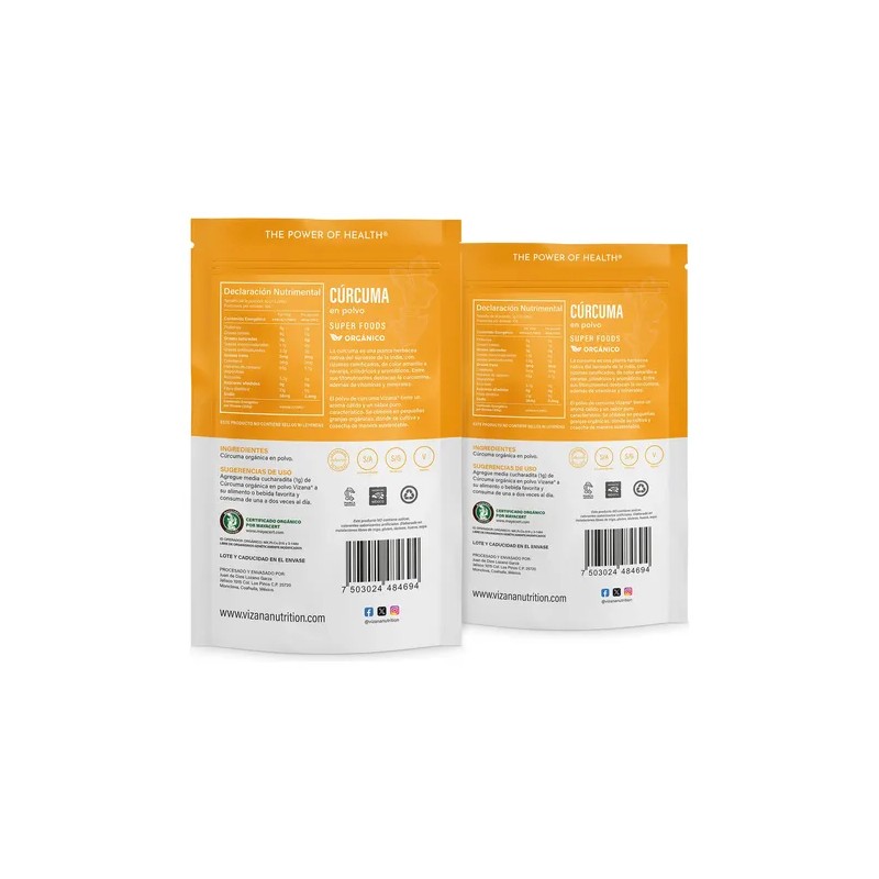 Cúrcuma Orgánica En Polvo 200g(2bolsas 100g)vizananutrition