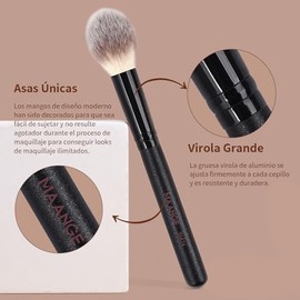 MAANGE 12Pcs Set de Brochas Maquillaje, 5 Brochas para Maquillaje Premium de Doble Punta y 6 Esponjas para Pulir Líquidos, Cremas, Polvos, Difuminar y Contornear el Rostro(Negro-2)