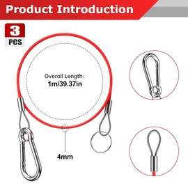 BREANIFULL 3 Stück 1m Abreißseil Bremsseil Anhänger Fangseil für Ungebremste Anhänger Sicherungsseil Ummantelt für Alle Gängigen Gebremsten Anhängern,Fangseil Sicherungsseil