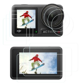 PCTC Osmo Action 4/3 Screen Protector for DJI Action 4 3 Accessories, Tempered Glass Screen Cover Protector Film + Lens Protector for DJI Action 3 Dual-Screen (9 Pack)