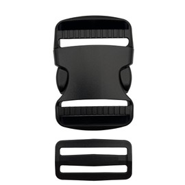 EesTeck 1 Set 50mm Heavy Duty Buckle Clips, Dual Adjustable Plastic Quick Side Release Plastic Buckle and tri-glide slider for Luggage Straps Pet Collar Backpack Repairing