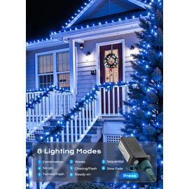 C9 Christmas Outdoor Lights, 72 FT 110 LED C9 String Lights, 8 Modes & Timer Extendable Waterproof for Christmas Tree Indoor Outdoor Roofline Patio Outside Garden Backyard Xmas Decor, Blue White