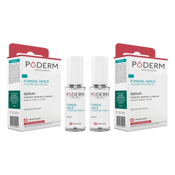 PODERM - 2-in-1 FUNGAL INFECTION NAIL TREATMENT - With exceptional plants with powerful anti-fungal restorative properties - Professional foot/hand treatment - Quick & easy - Swiss Made