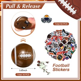 Aoriher 162 Pcs Football Party Favors, Football Party Gift Goodie Bag Fillers Foam Footballs Tattoo Stickers Keychains Stickers Charm Bracelets Sport Wristband Pull Back Cars for Party Supplies